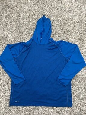 NWOT Nike Dri Fit Shirt Hoodie Men 2XL Blue Long Sleeve Athletic Lightweight
